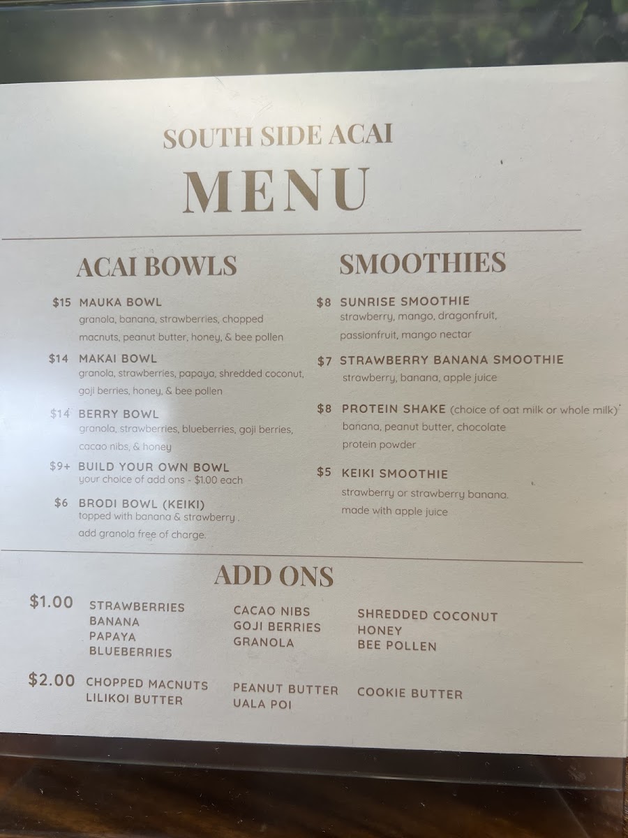 South Side Acai Photo Menu 2