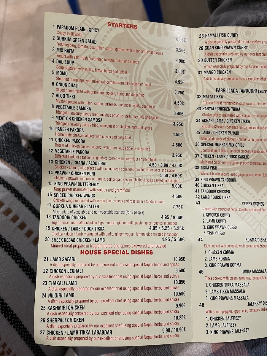 GURKHA DURBAR NEPALESE RESTAURANT Photo Menu 10