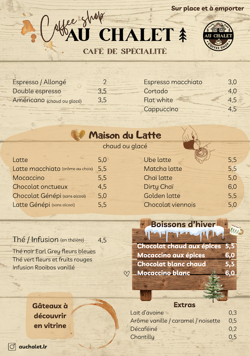 Au Chalet - Coffee Shop - Café de spécialité Photo Menu 1
