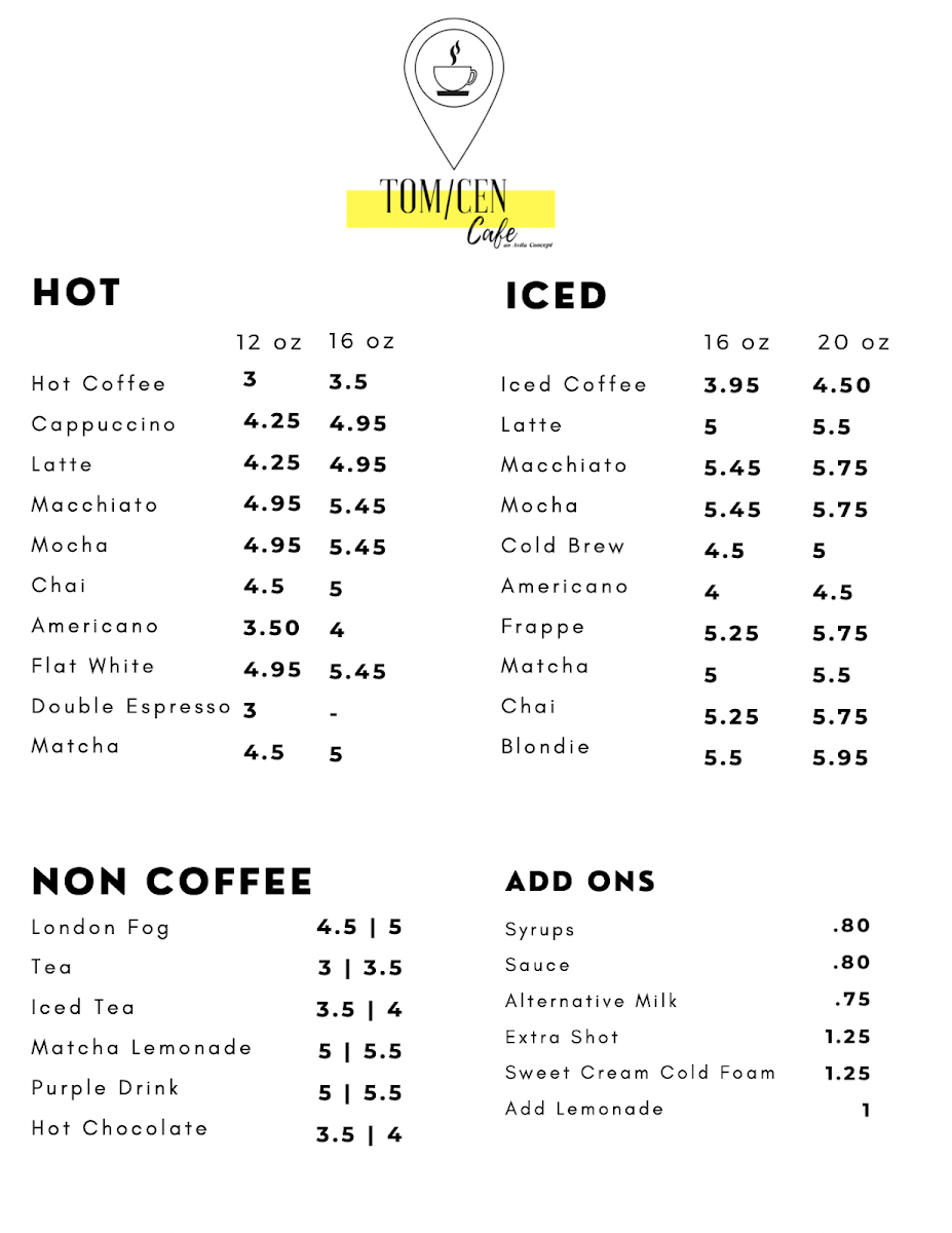 Tom/Cen Cafe Photo Menu 3