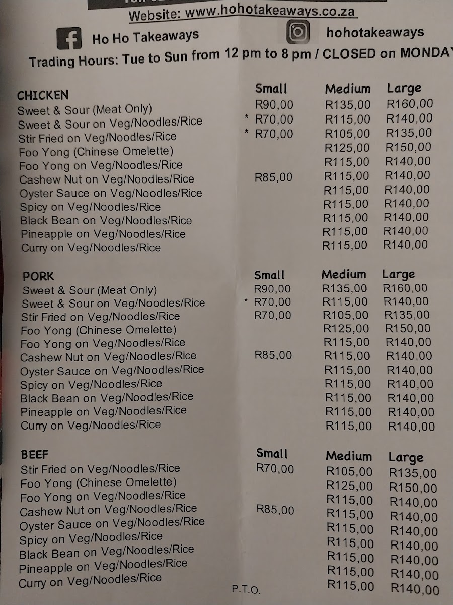 Ho Ho Take Aways Photo Menu 3