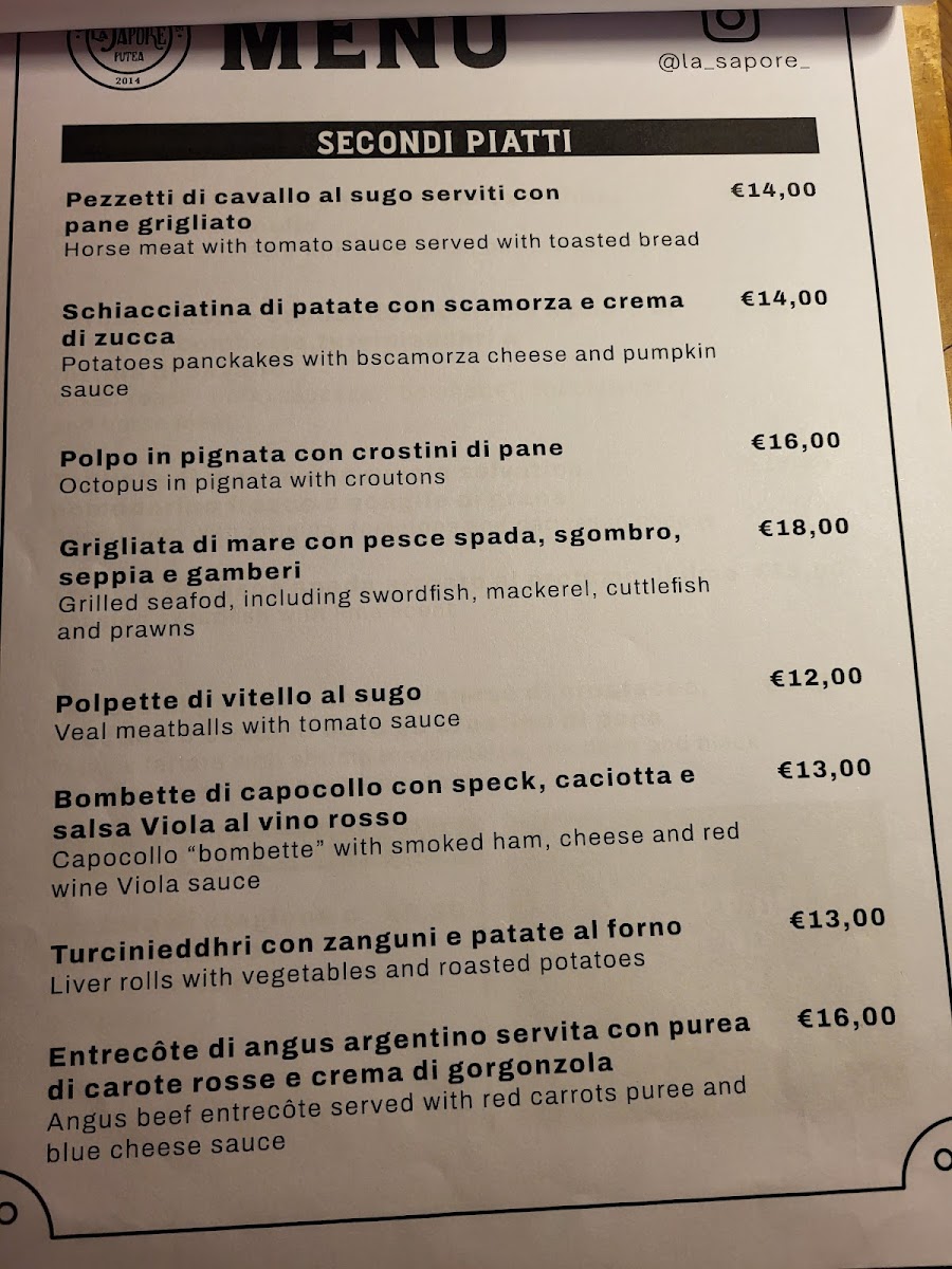 La Sapore Photo Menu 3