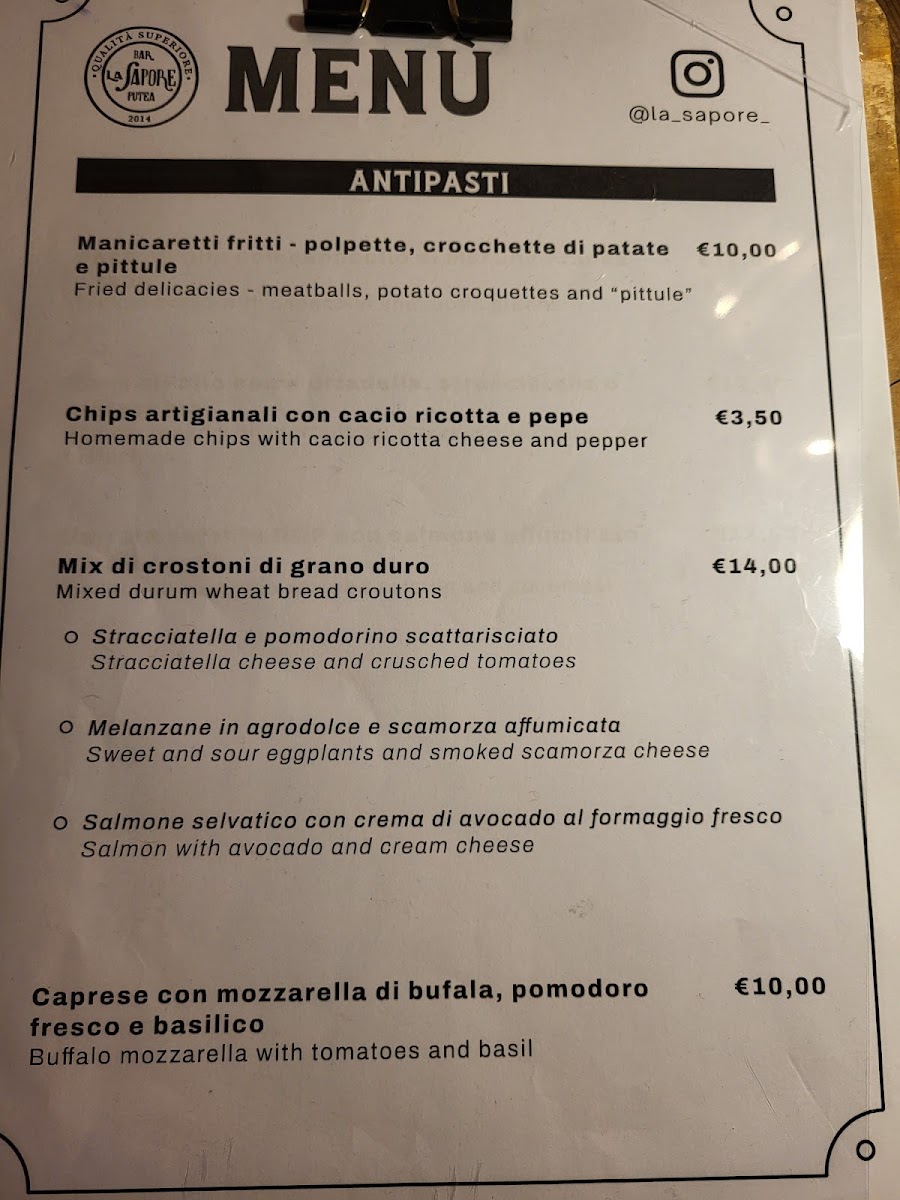 La Sapore Photo Menu 4