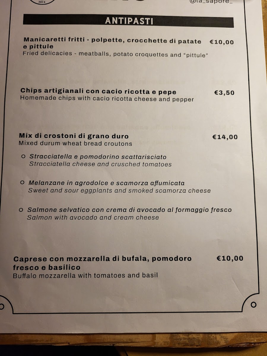La Sapore Photo Menu 6