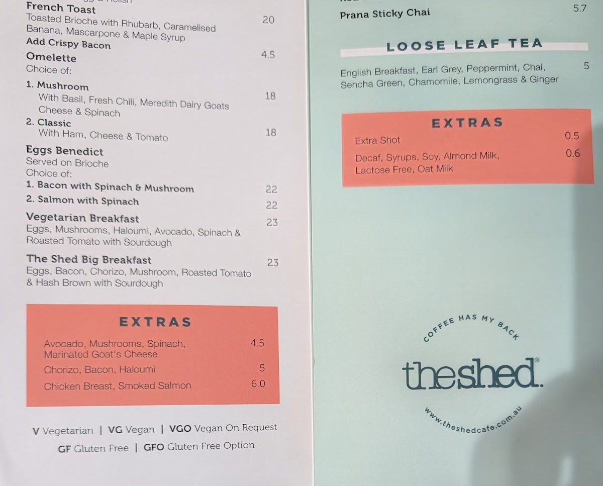 The Shed Cafe - Randwick Photo Menu 1