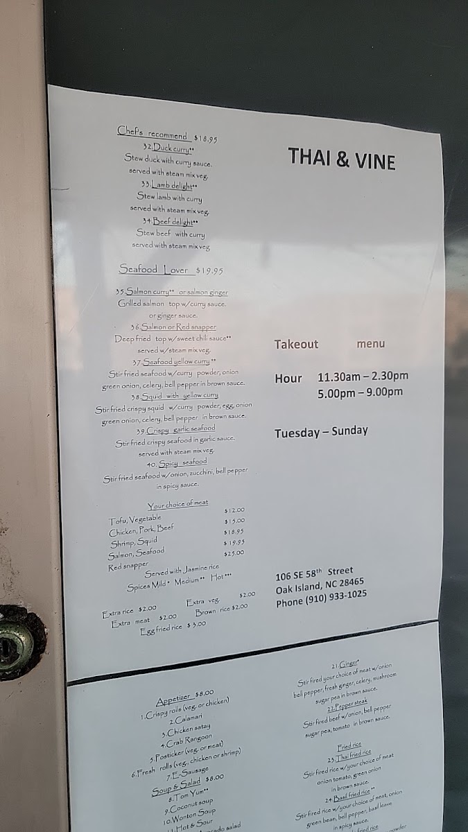 Thai and Vine Photo Menu 2