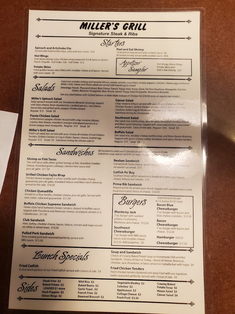 Miller's Grill Inc Photo Menu 3