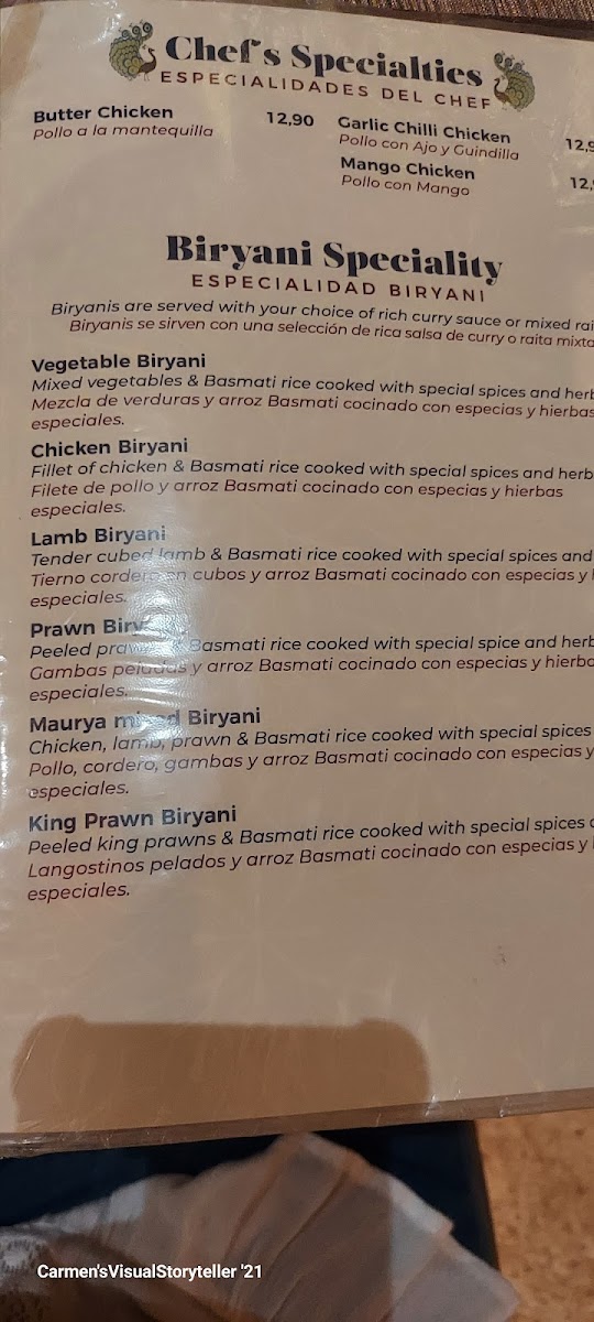 Maurya Indian Restaurant Photo Menu 9