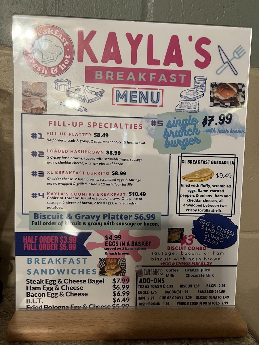 Kayla's Fill-Up Station Photo Menu 2