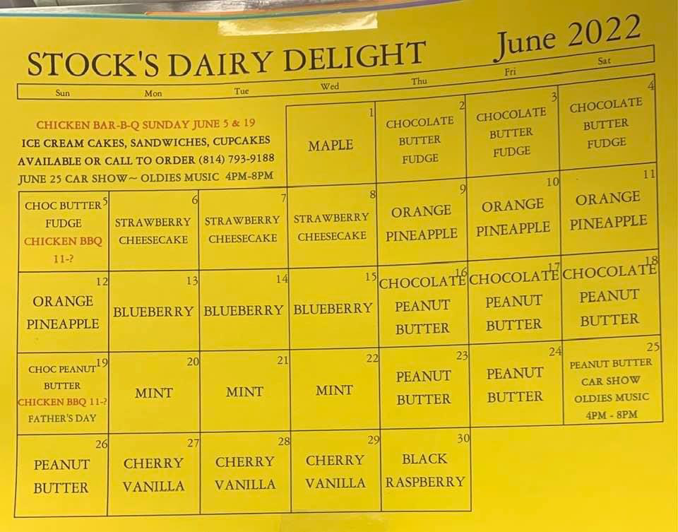 Stocks Dairy Delight Photo Menu 2