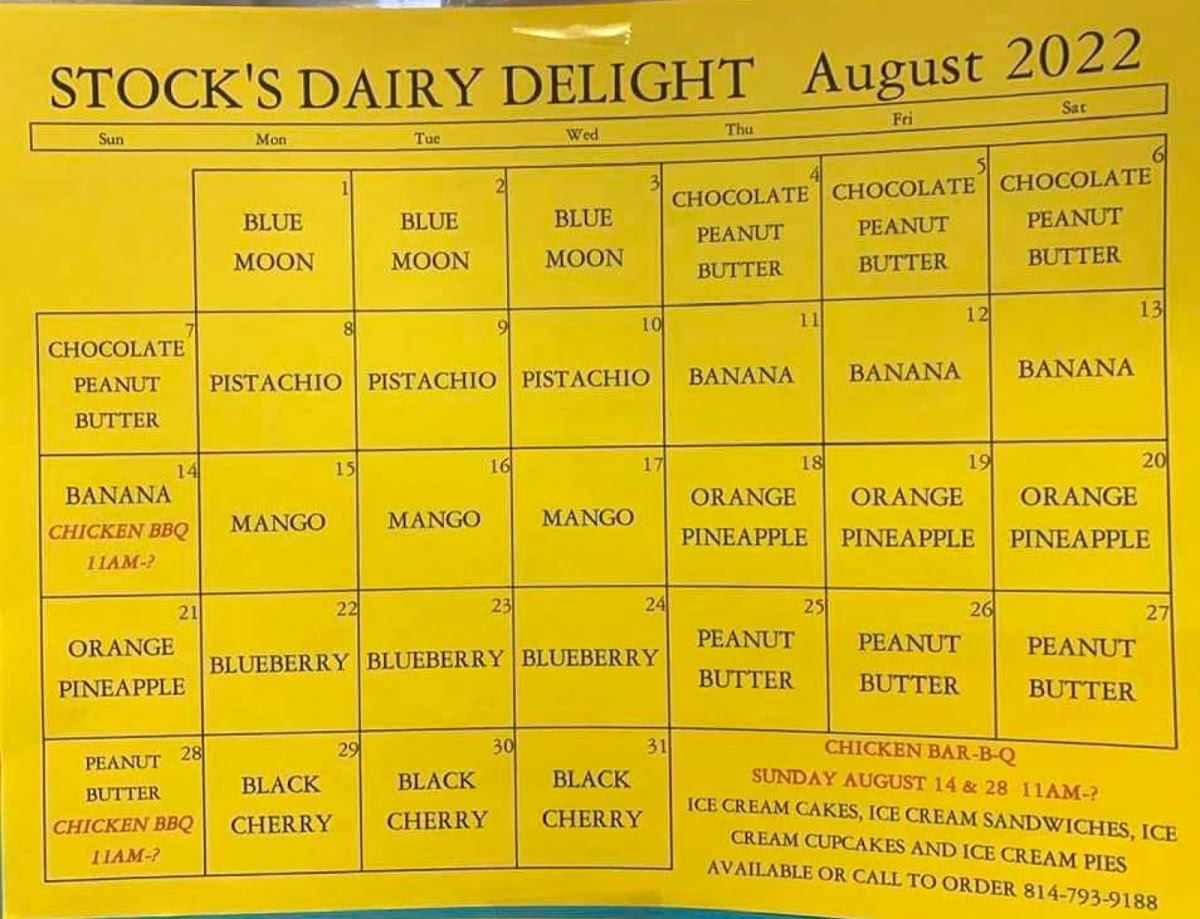 Stocks Dairy Delight Photo Menu 3