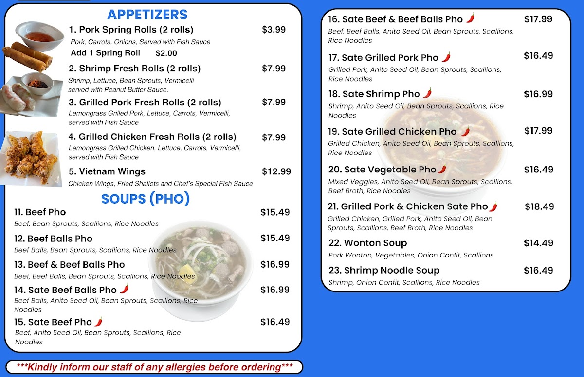 Pho Minh Photo Menu 1