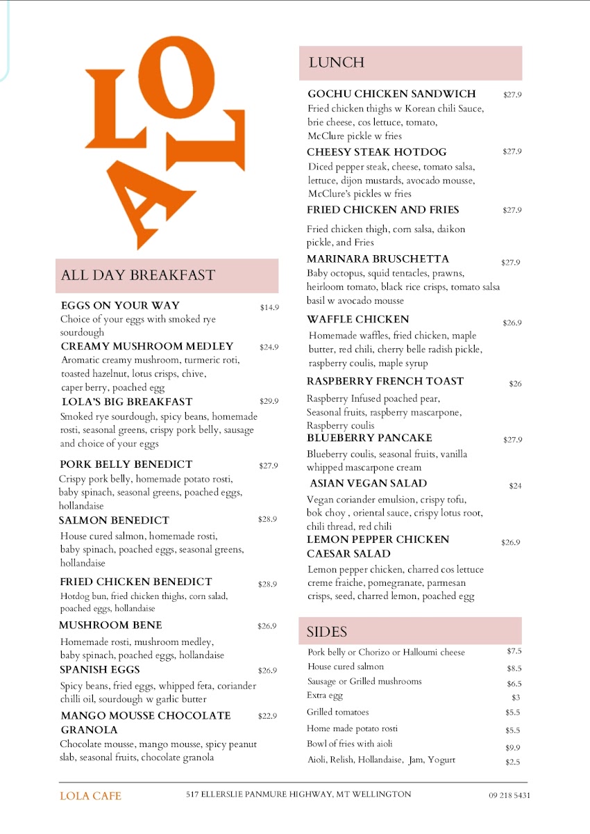 Lola Cafe Photo Menu 1