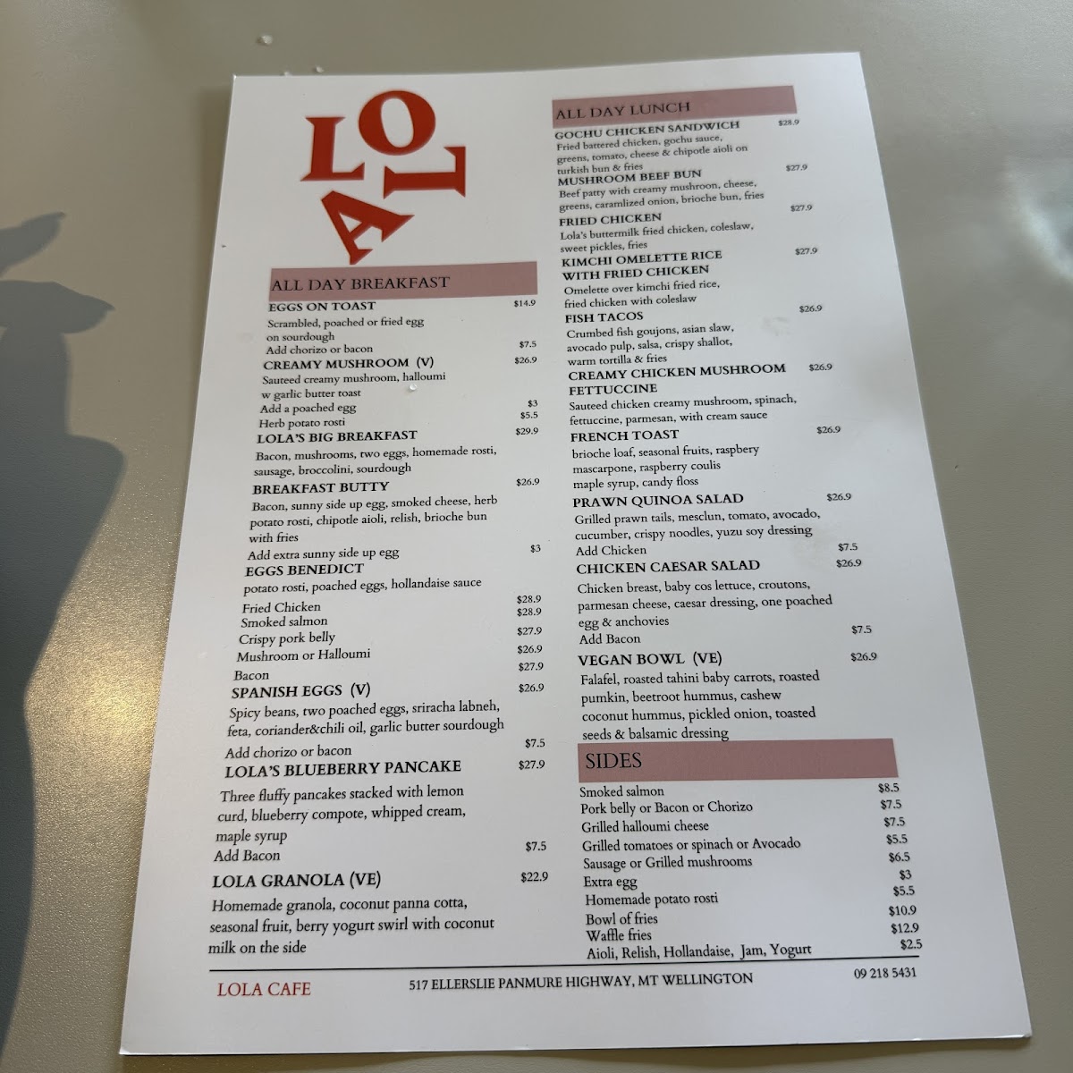 Lola Cafe Photo Menu 5