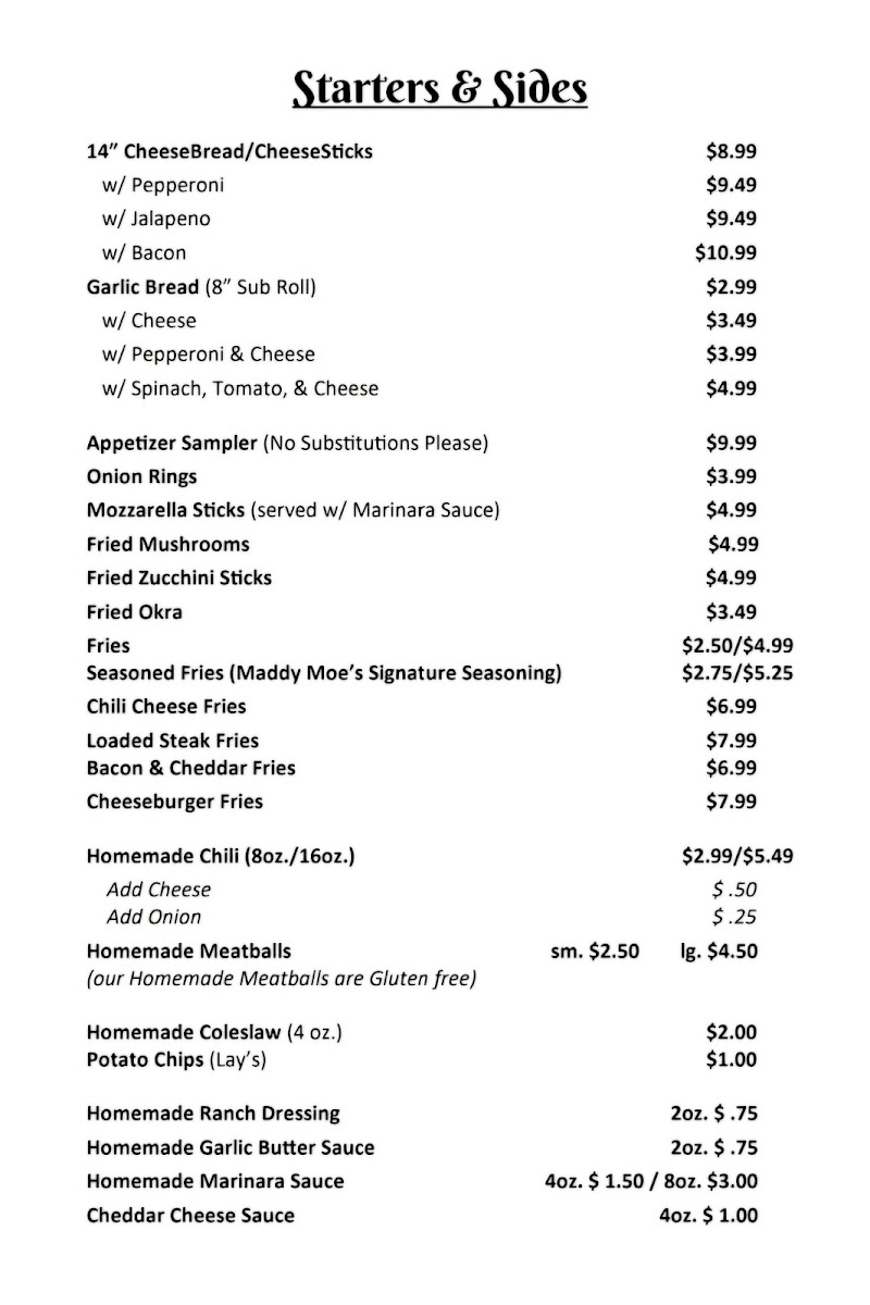 Maddy Moe’s Pizza Photo Menu 3