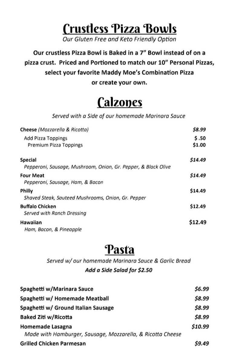 Maddy Moe’s Pizza Photo Menu 5