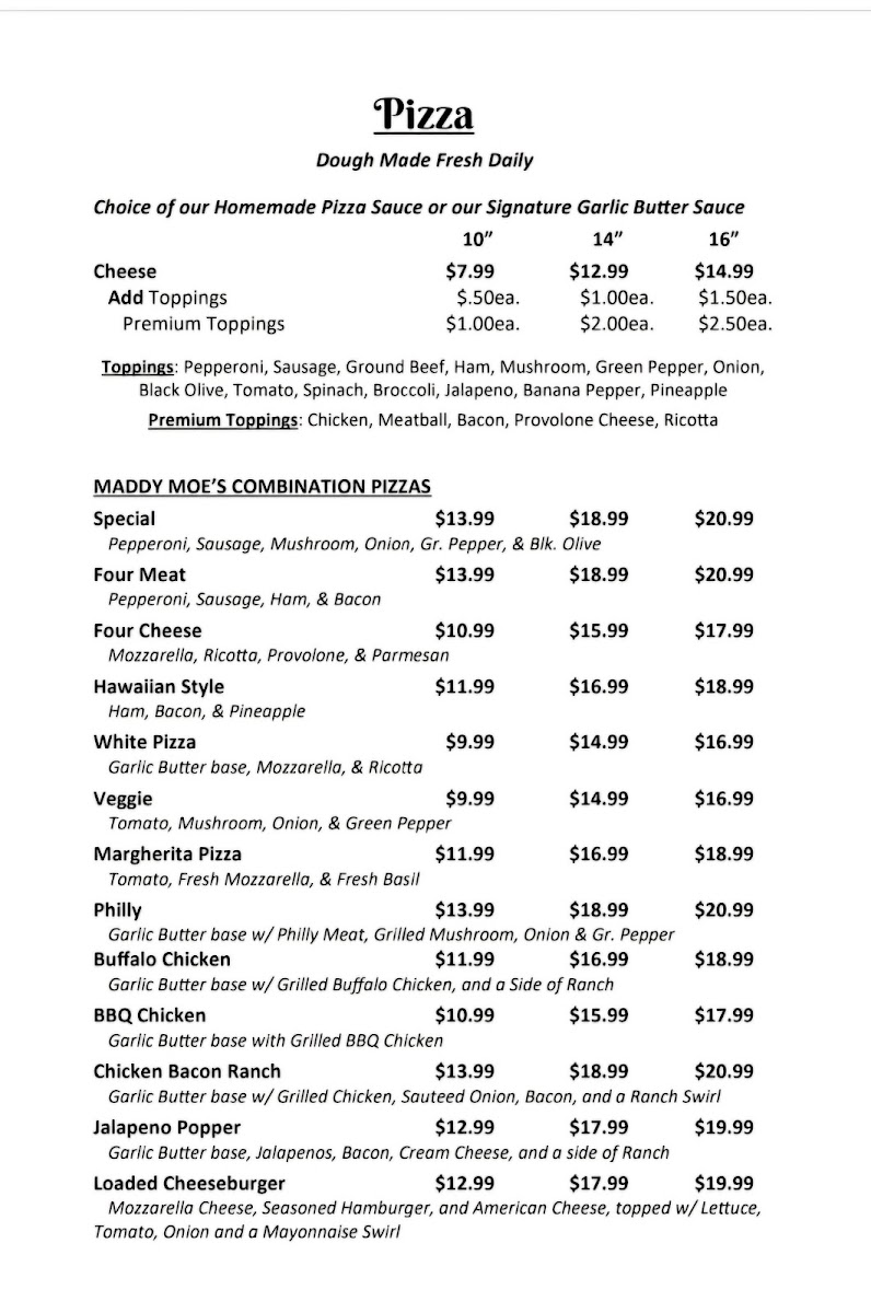 Maddy Moe’s Pizza Photo Menu 6