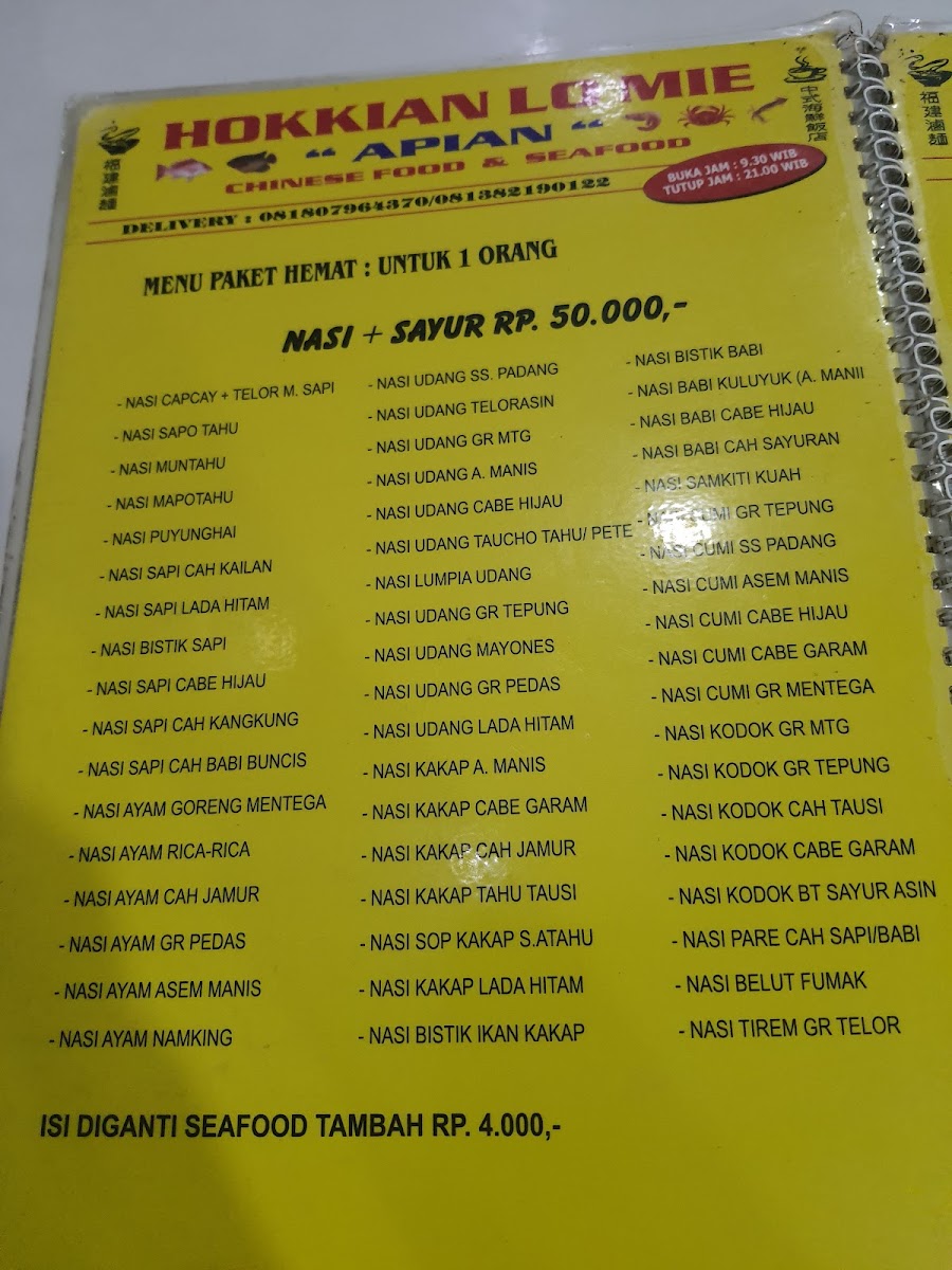 Hokkian Lo Mie APIAN Photo Menu 9