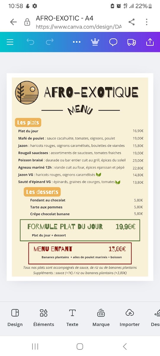 KAYOU RESTAURANT AFRO-EXOTIQUE Photo Menu 1