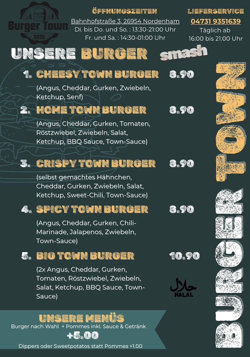 Burger Town Nordenham Photo Menu 1