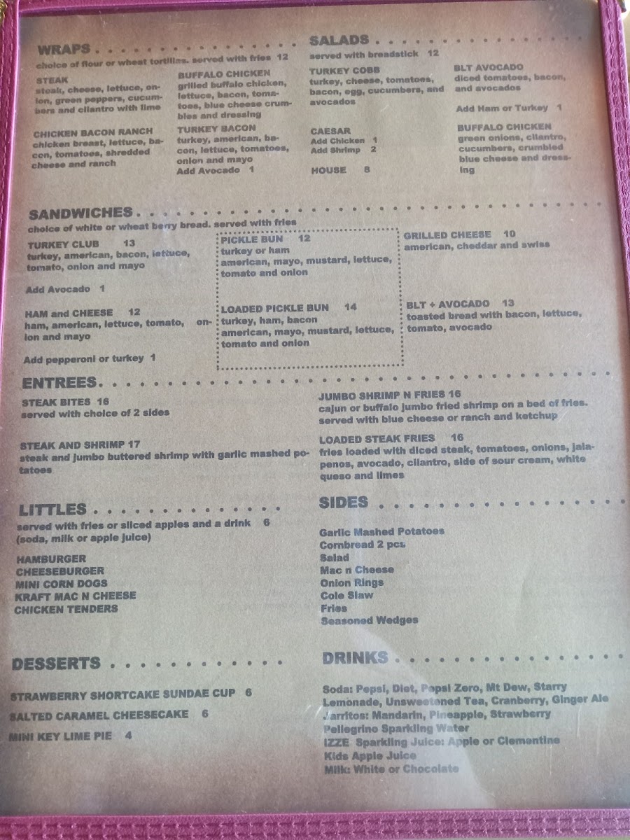 The Rusty Spoke Photo Menu 1