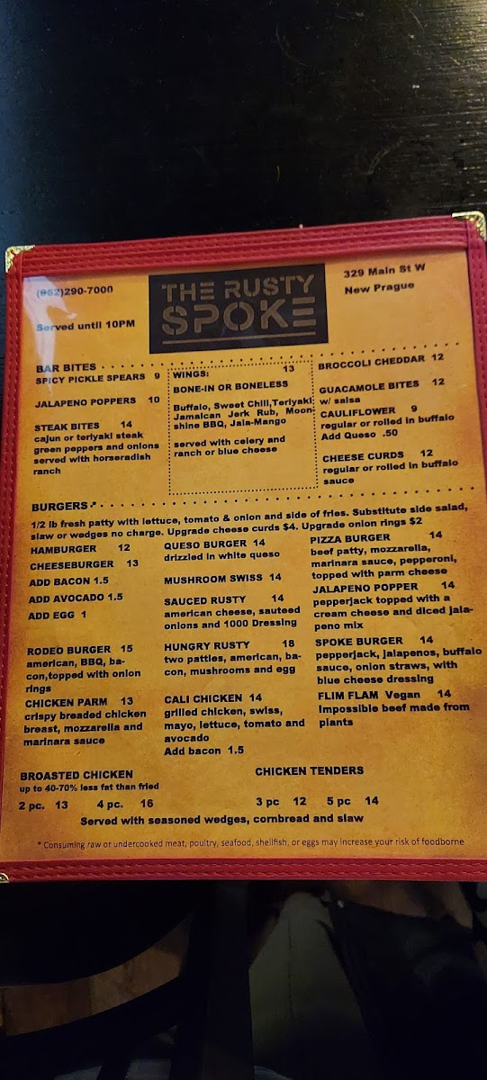 The Rusty Spoke Photo Menu 5