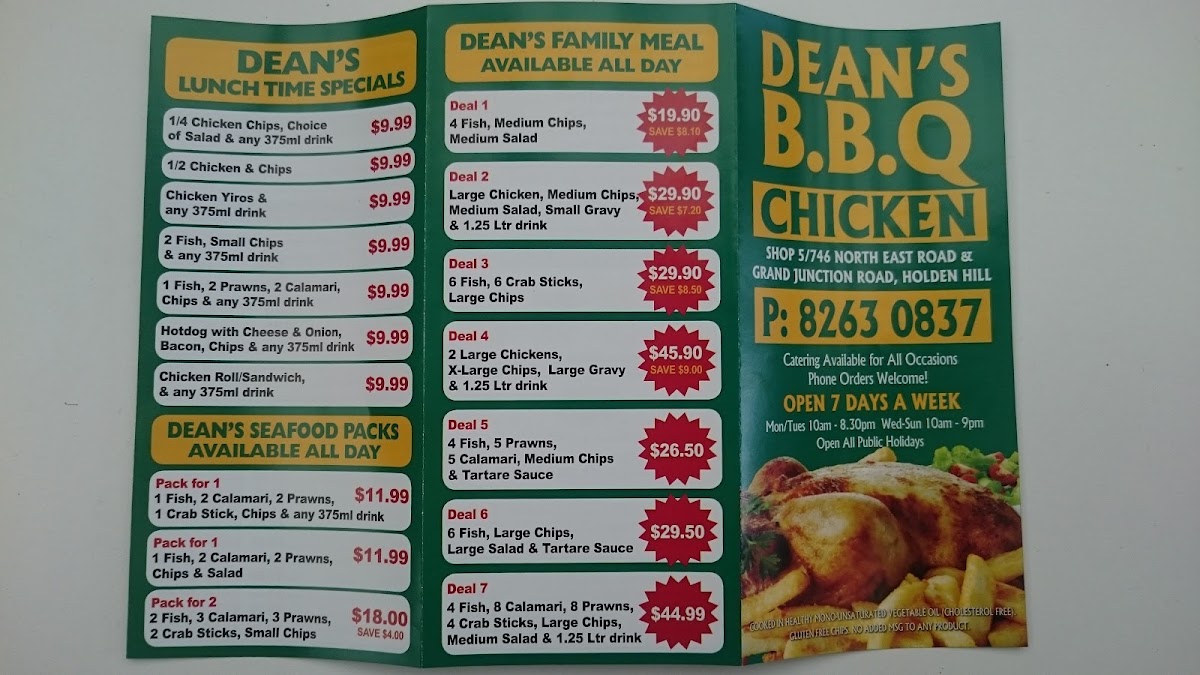 Dean's Barbecue Chicken Photo Menu 3
