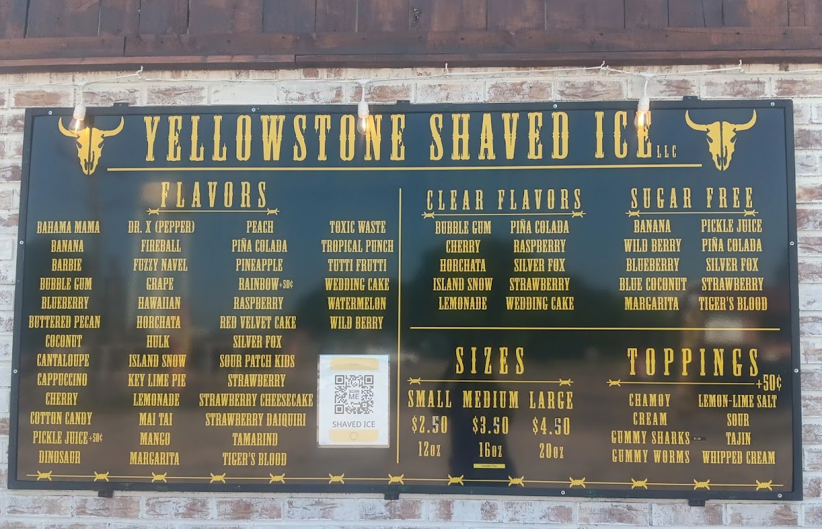 Yellowstone Shaved Ice LLC Photo Menu 3