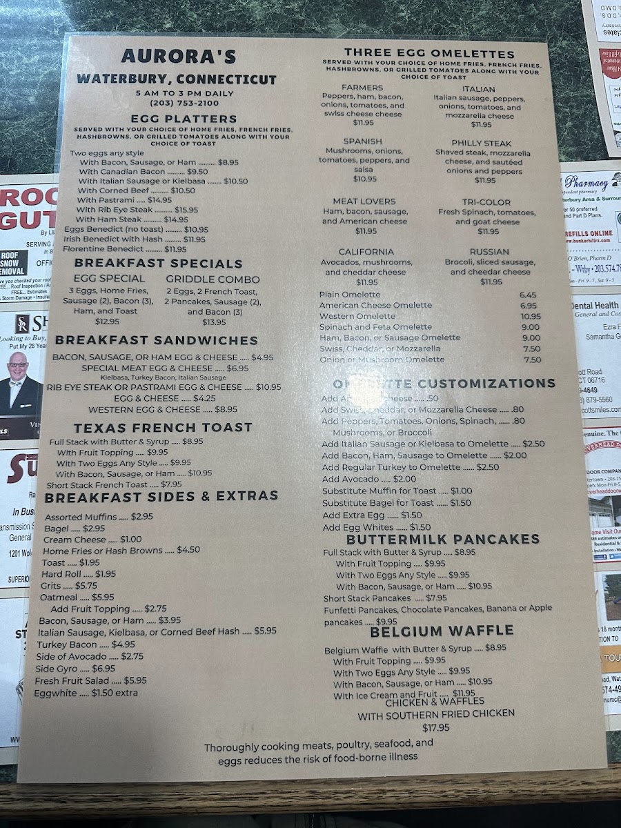 Aurora Diner Photo Menu 1