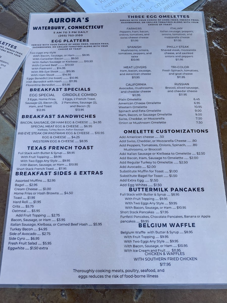 Aurora Diner Photo Menu 2