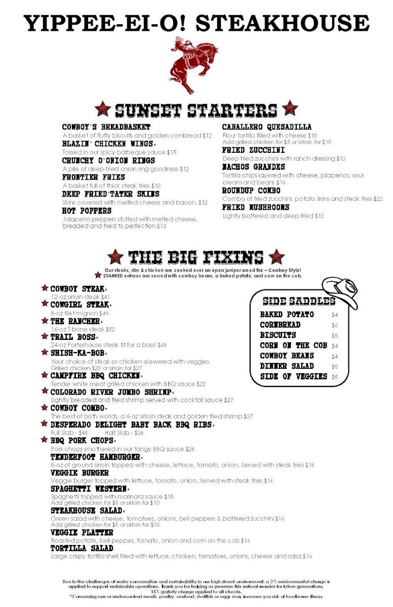 Yippee-Ei-O! Steakhouse Photo Menu 1