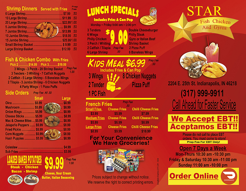 Star Fish Chicken & Gyros Photo Menu 2