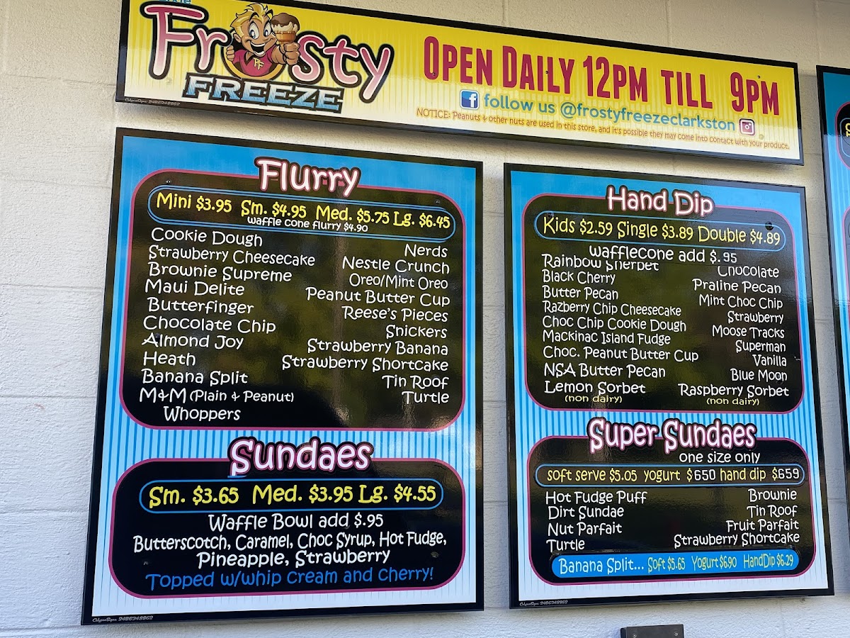 Frosty Freeze Photo Menu 2