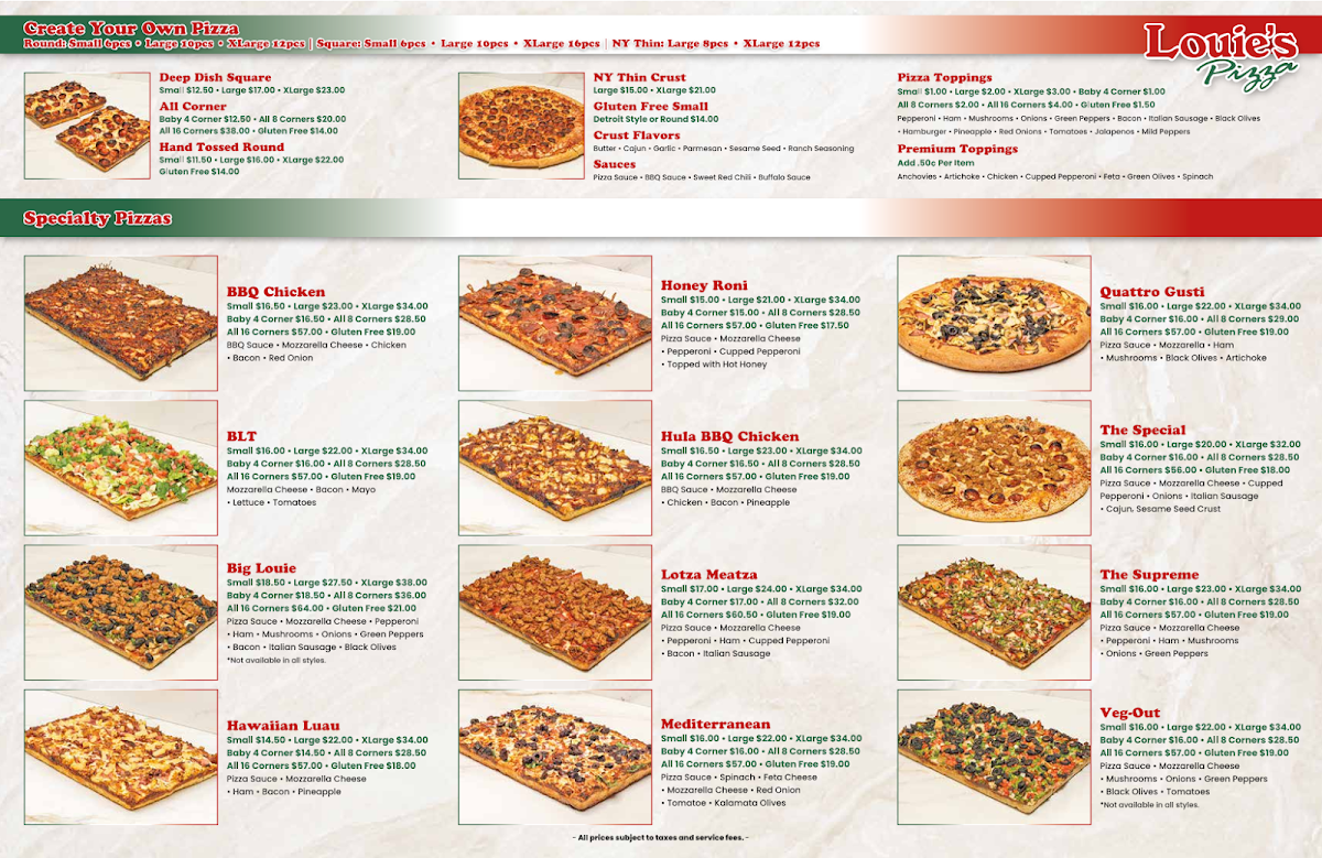 Louie’s Pizza Photo Menu 1