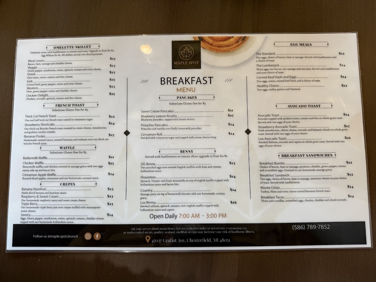 Maple Spot brunch Photo Menu 6