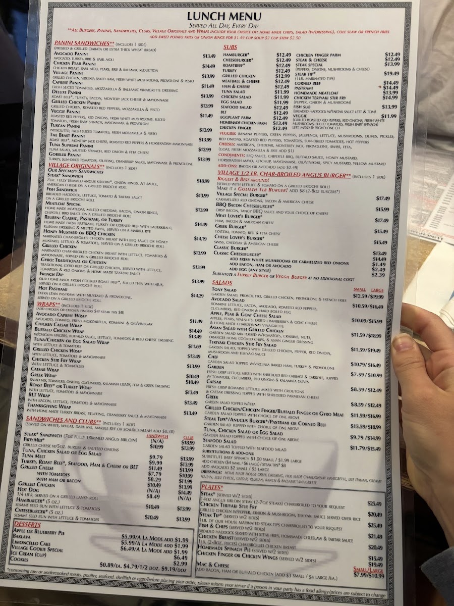 Village Cafe Photo Menu 2