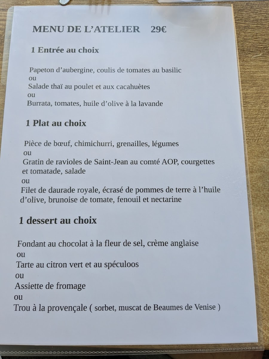 L'Atelier de Belinda Photo Menu 1