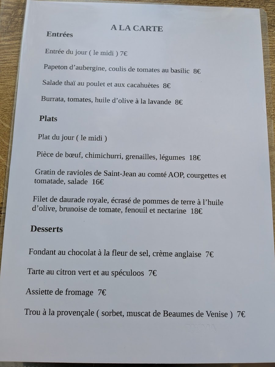 L'Atelier de Belinda Photo Menu 2
