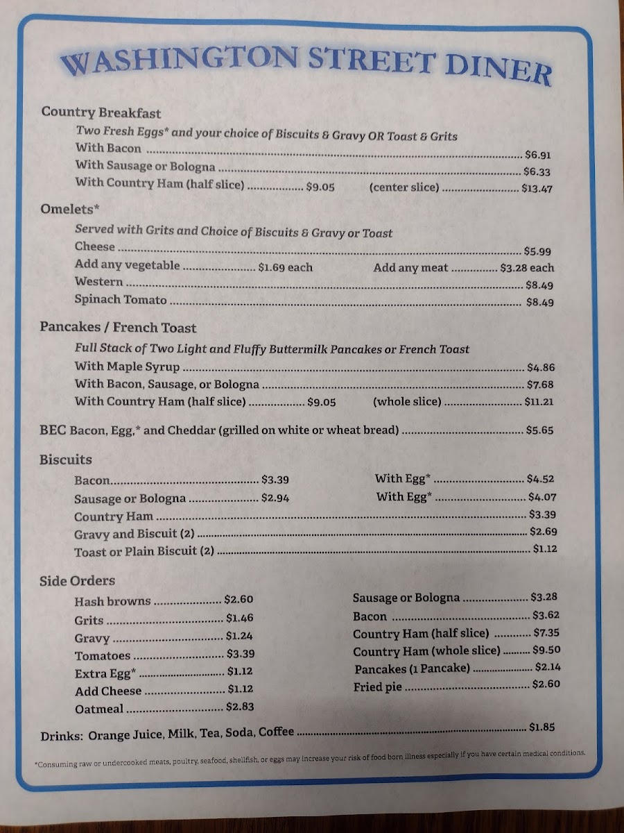 Washington Street Diner Photo Menu 3