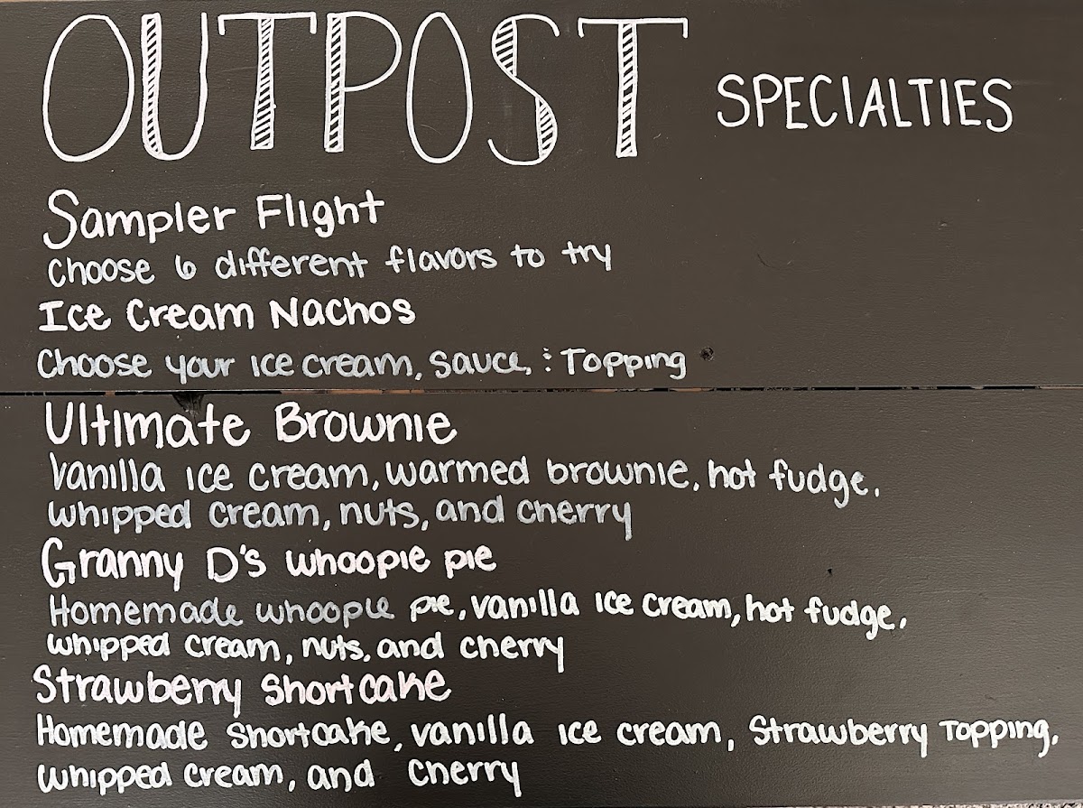 Outpost Scoop Shoppe Photo Menu 1