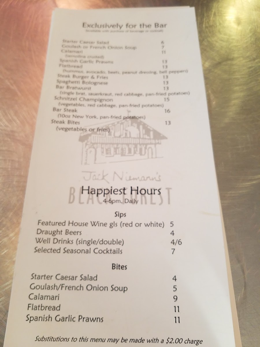Jack Niemann's Black Forest Steak House Photo Menu 10