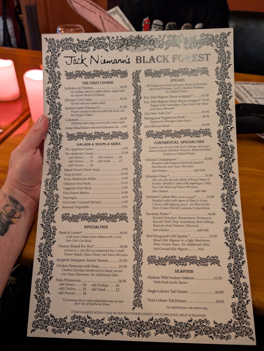 Jack Niemann's Black Forest Steak House Photo Menu 3
