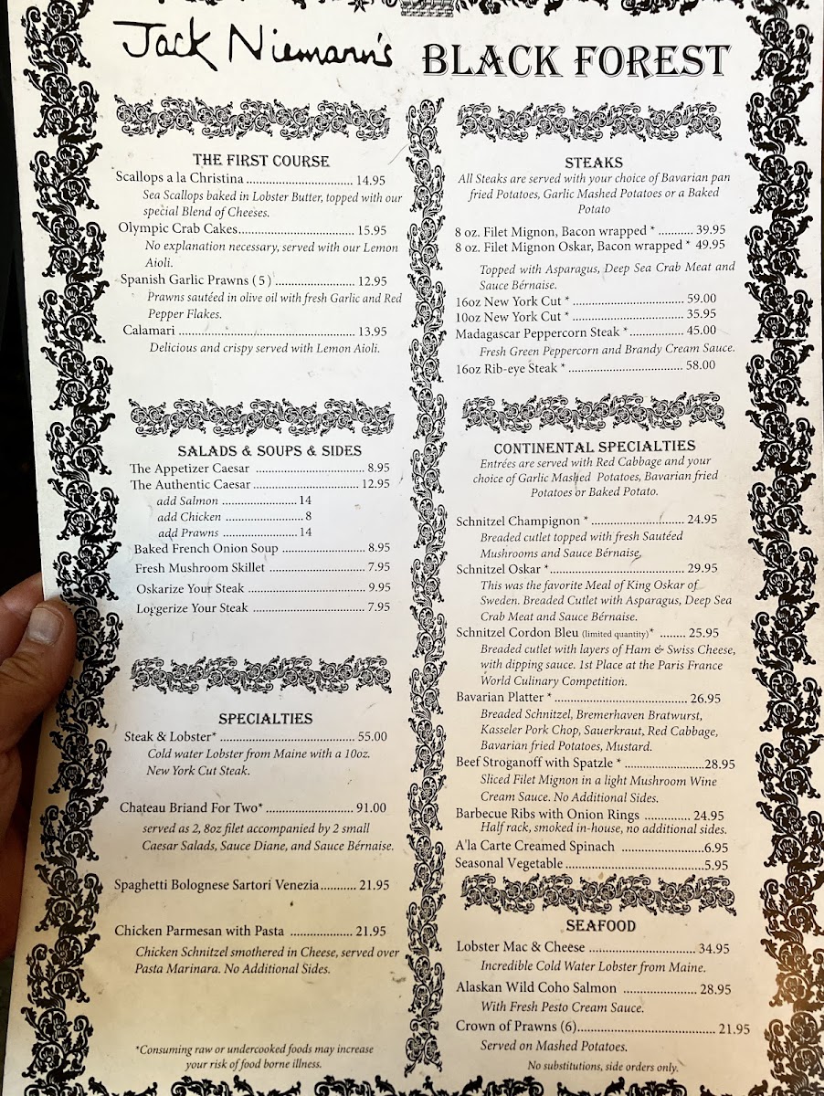 Jack Niemann's Black Forest Steak House Photo Menu 5