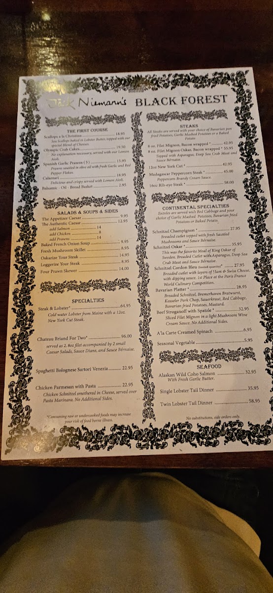 Jack Niemann's Black Forest Steak House Photo Menu 8