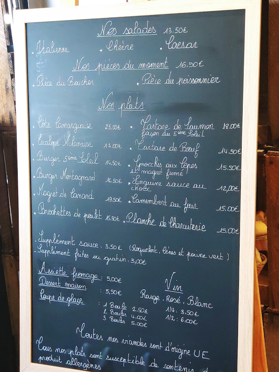 Le 5ème soleil (5S) - Restaurant Aix-les-Milles Photo Menu 4