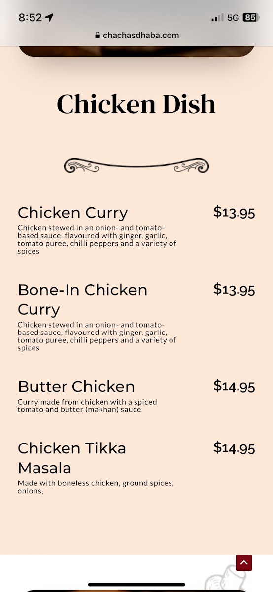 Chacha's Dhaba Indian Cuisine Photo Menu 10