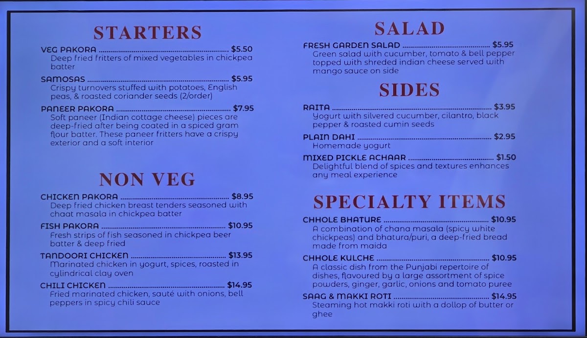 Chacha's Dhaba Indian Cuisine Photo Menu 2