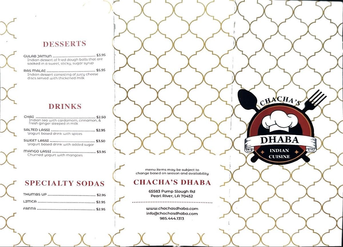 Chacha's Dhaba Indian Cuisine Photo Menu 9