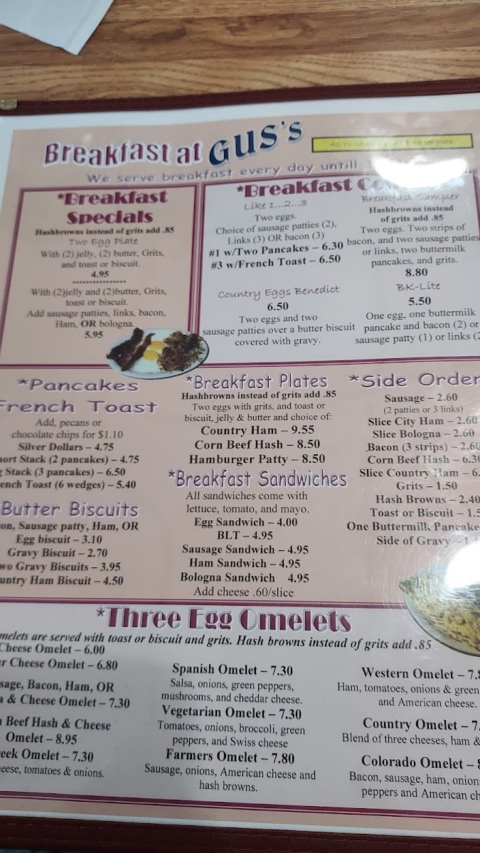 Gus's Streetside Cafe Photo Menu 1