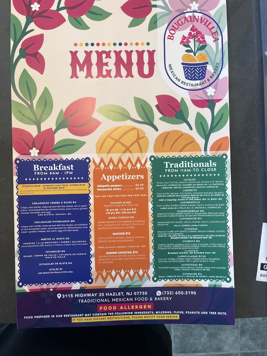 Bougainvillea Mexican Restaurant and Bakery Photo Menu 2